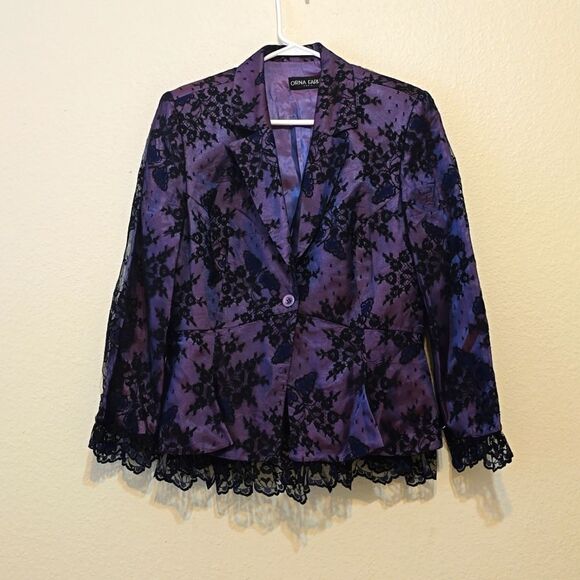 Orna Farho Paris Lace vintage Blazer size 44T (Large US) - Picture 1 of 11